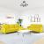 Set canapele cu taburet, 3 piese, galben deschis, textil GartenMobel Dekor