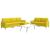 Set canapele cu taburet, 3 piese, galben deschis, textil GartenMobel Dekor