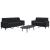 Set de canapele cu perne/rulouri, 2 piese, negru, catifea GartenMobel Dekor