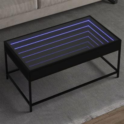 Măsuță de cafea cu LED infinity, negru, 90x50x41 cm GartenMobel Dekor