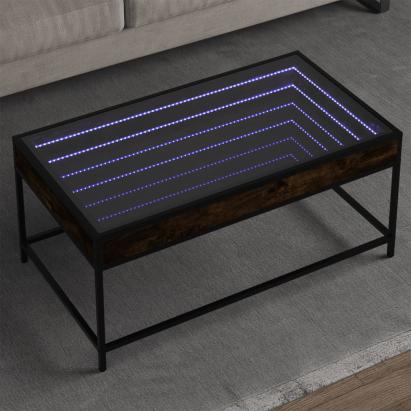 Măsuță de cafea cu LED infinity, stejar fumuriu, 90x50x41 cm GartenMobel Dekor
