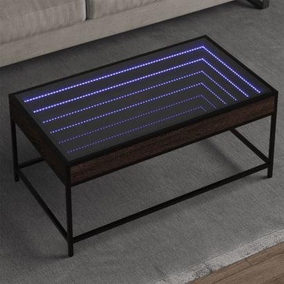 Măsuță de cafea cu LED infinity, stejar maro, 90x50x41cm GartenMobel Dekor