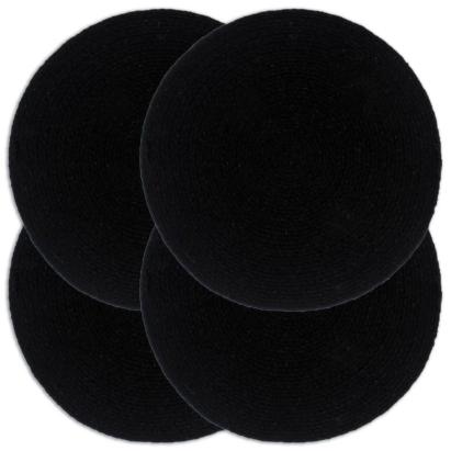 Naproane, 4 buc., negru, 38 cm, bumbac, rotund  GartenMobel Dekor