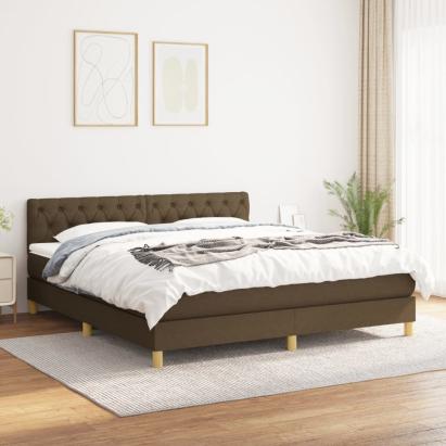 Pat box spring cu saltea, maro închis, 160x200 cm, textil GartenMobel Dekor