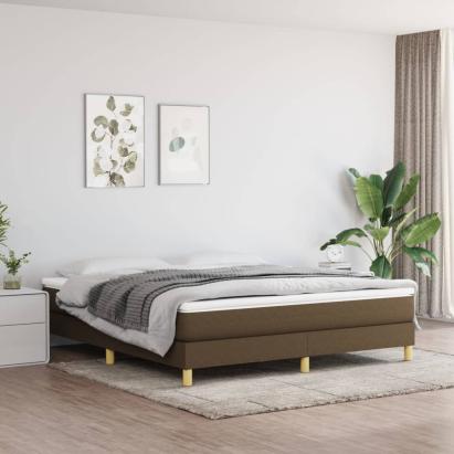Pat box spring cu saltea, maro închis, 160x200 cm, textil GartenMobel Dekor