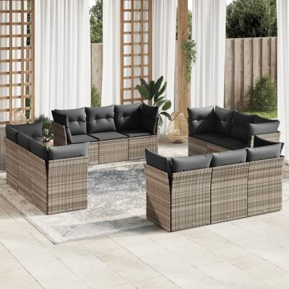 Set canapele de grădină cu perne, 12piese gri deschis poliratan GartenMobel Dekor
