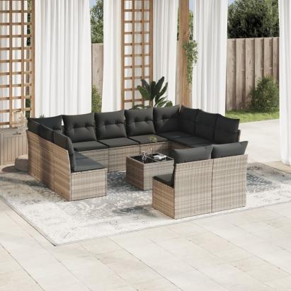 Set canapele de grădină cu perne, 12piese gri deschis poliratan GartenMobel Dekor