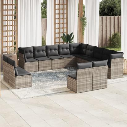Set canapele de grădină cu perne, 12piese gri deschis poliratan GartenMobel Dekor
