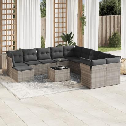 Set canapele de grădină cu perne, 12piese gri deschis poliratan GartenMobel Dekor