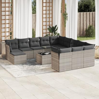 Set canapele de grădină cu perne, 13piese gri deschis poliratan GartenMobel Dekor