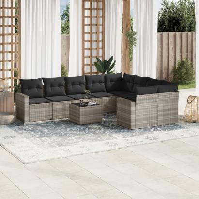 Set canapele de grădină cu perne 10 piese gri deschis poliratan GartenMobel Dekor
