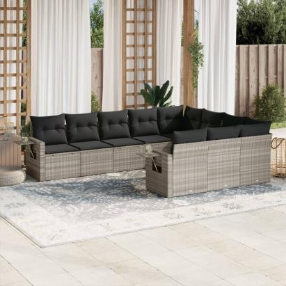 Set canapele de grădină cu perne 10 piese gri deschis poliratan GartenMobel Dekor