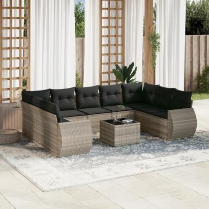 Set canapele de grădină cu perne 10 piese gri deschis poliratan GartenMobel Dekor