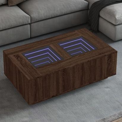 Măsuță de cafea cu LED infinity, stejar maro, 116x69x40 cm GartenMobel Dekor