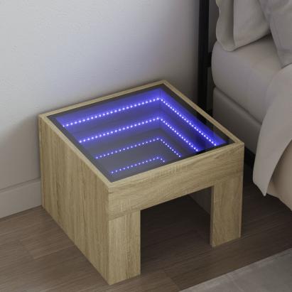 Noptieră cu LED infinity, stejar sonoma, 40x40x30 cm GartenMobel Dekor
