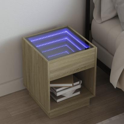 Noptieră cu LED infinity, stejar sonoma, 40x40x50 cm GartenMobel Dekor