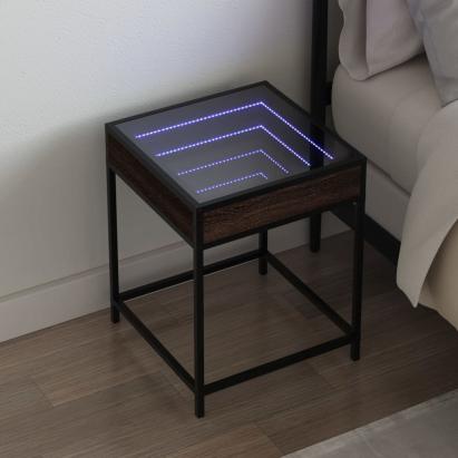 Noptieră cu LED infinity, stejar maro, 40x40x51 cm GartenMobel Dekor