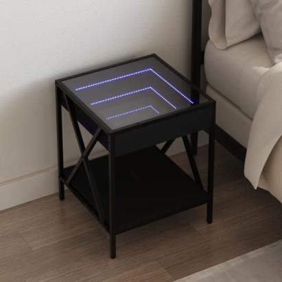 Noptieră cu LED infinity, negru, 40x40x49 cm GartenMobel Dekor