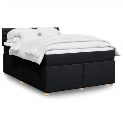 Pat box spring cu saltea, negru, 160x200 cm, textil GartenMobel Dekor