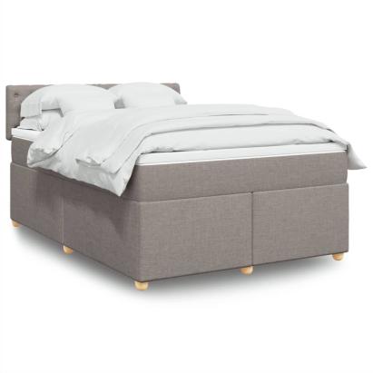 Pat box spring cu saltea, gri taupe, 160x200 cm material textil GartenMobel Dekor
