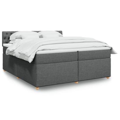 Pat box spring cu saltea, gri închis, 200x200 cm, textil GartenMobel Dekor