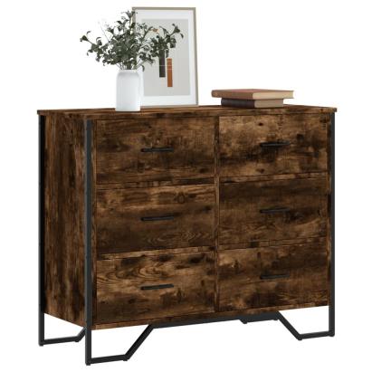 Comodă cu sertare stejar fumuriu 91x35,5x74,5 cm lemn prelucrat GartenMobel Dekor