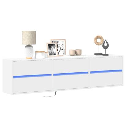 Comodă TV de perete cu lumini LED, alb, 180x31x45 cm GartenMobel Dekor