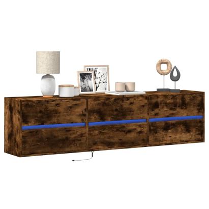 Dulap TV de perete cu lumini LED, stejar fumuriu, 180x31x45 cm GartenMobel Dekor
