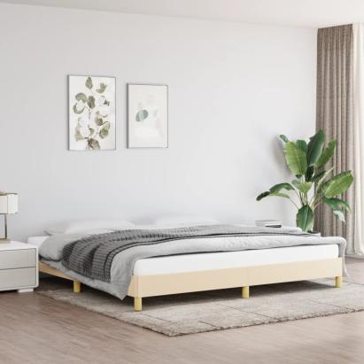Cadru de pat, crem, 200x200 cm, material textil GartenMobel Dekor