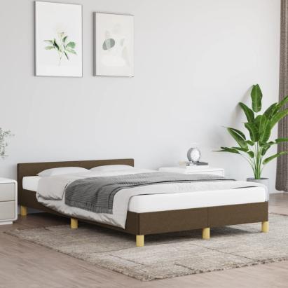 Cadru de pat cu tăblie, maro închis, 120x200 cm, textil GartenMobel Dekor