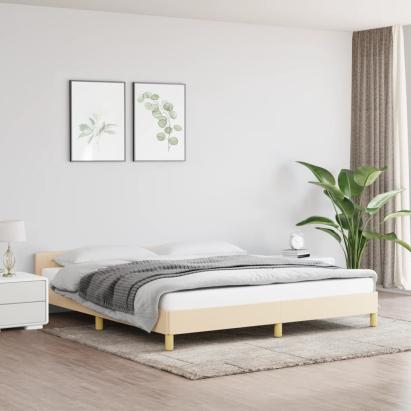 Cadru de pat cu tăblie, crem, 160x200 cm, textil GartenMobel Dekor