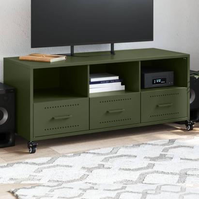 Dulap TV, verde măsliniu, 100,5x39x43,5cm, oțel laminat la rece GartenMobel Dekor