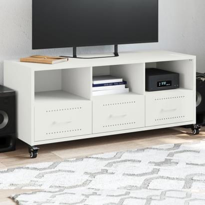 Dulap TV, alb, 100,5x39x43,5 cm, oțel laminat la rece GartenMobel Dekor