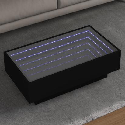 Măsuță de cafea cu LED, negru, 90x50x30 cm, lemn prelucrat GartenMobel Dekor