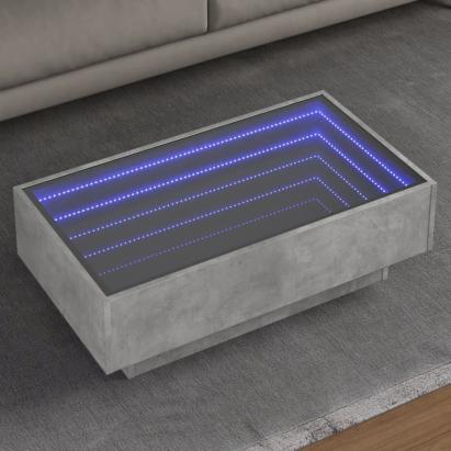 Măsuță de cafea cu LED, gri beton, 90x50x30 cm, lemn prelucrat GartenMobel Dekor