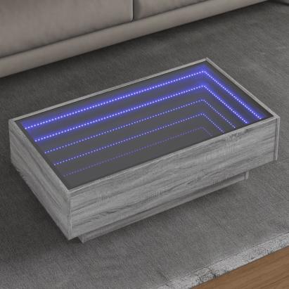 Măsuță de cafea cu LED sonoma gri 90x50x30 cm lemn prelucrat GartenMobel Dekor