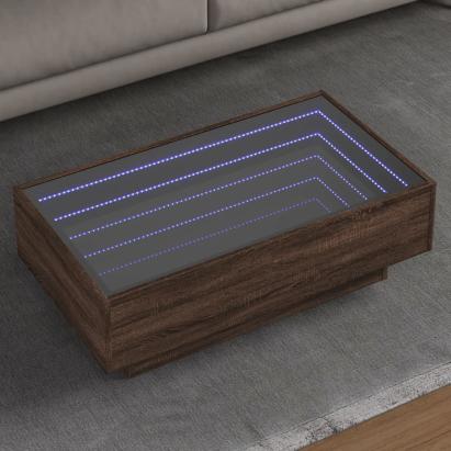 Măsuță de cafea cu LED stejar maro 90x50x30 cm lemn prelucrat GartenMobel Dekor