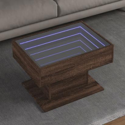 Măsuță de cafea cu LED stejar maro 70x50x45 cm lemn prelucrat GartenMobel Dekor