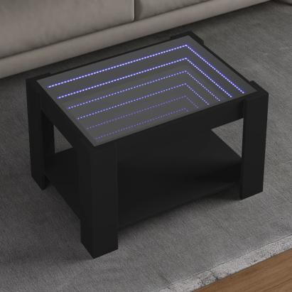 Măsuță de cafea cu LED, negru, 73x53x45 cm, lemn prelucrat GartenMobel Dekor