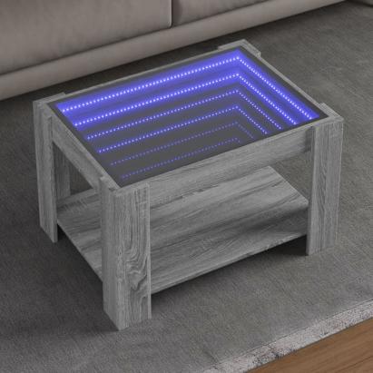 Măsuță de cafea cu LED sonoma gri 73x53x45 cm lemn prelucrat GartenMobel Dekor