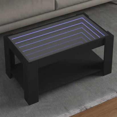 Măsuță de cafea cu LED, negru, 93x53x45 cm, lemn prelucrat GartenMobel Dekor