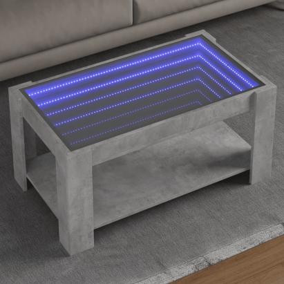 Măsuță de cafea cu LED, gri beton, 93x53x45 cm, lemn prelucrat GartenMobel Dekor