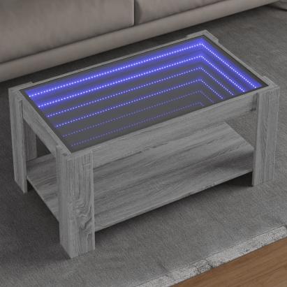 Măsuță de cafea cu LED gri sonoma 93x53x45 cm lemn prelucrat GartenMobel Dekor