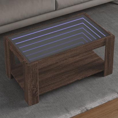 Măsuță de cafea cu LED stejar maro 93x53x45 cm lemn prelucrat GartenMobel Dekor