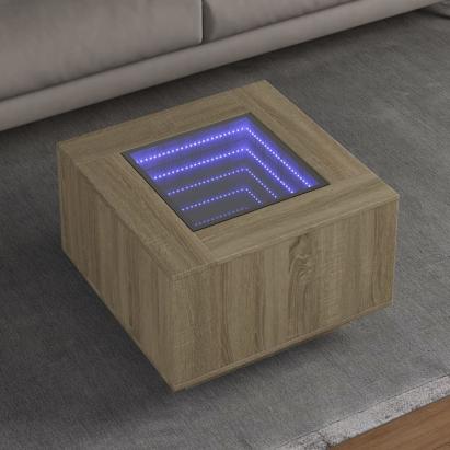 Măsuță cafea cu LED, stejar Sonoma, 60x60x40 cm, lemn prelucrat GartenMobel Dekor