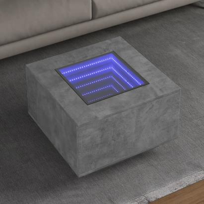 Măsuță de cafea cu LED, gri beton, 60x60x40 cm, lemn prelucrat GartenMobel Dekor