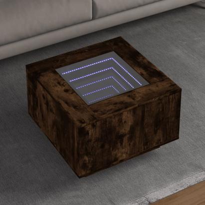 Măsuță de cafea cu LED stejar fumuriu 60x60x40cm lemn prelucrat GartenMobel Dekor