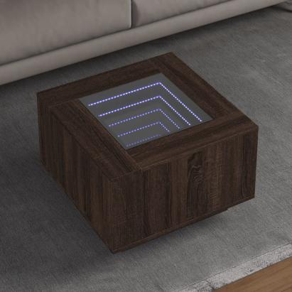 Măsuță de cafea cu LED stejar maro 60x60x40 cm lemn prelucrat GartenMobel Dekor