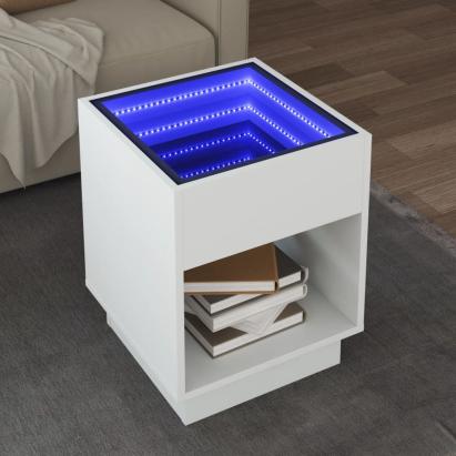 Măsuță de cafea cu LED infinity, alb, 40x40x50 cm GartenMobel Dekor