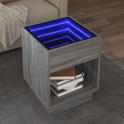 Măsuță de cafea cu LED infinity, gri sonoma, 40x40x50 cm GartenMobel Dekor